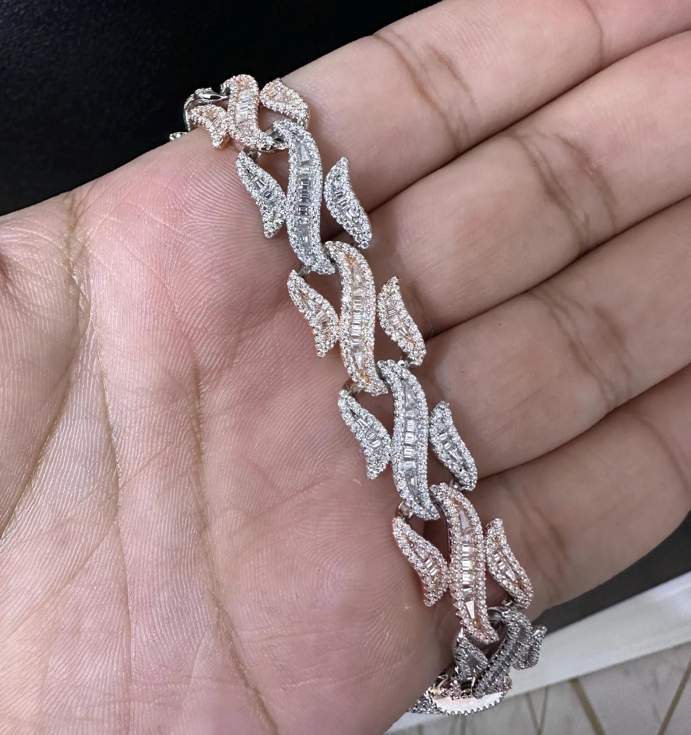 Two-Tone Moissanite Iced Out Bracelet | 10.86 Carat VVS Bracelet | 925 Sterling Silver Two Tone VVS D Color Bracelet