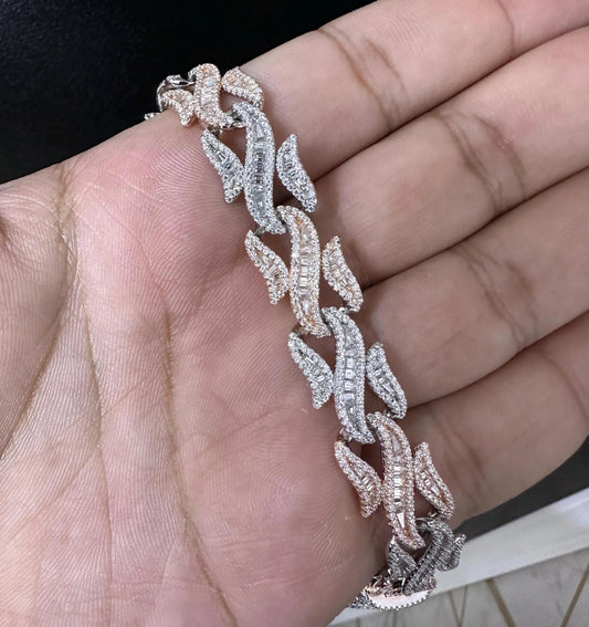 Two-Tone Moissanite Iced Out Bracelet | 10.86 Carat VVS Bracelet | 925 Sterling Silver Two Tone VVS D Color Bracelet