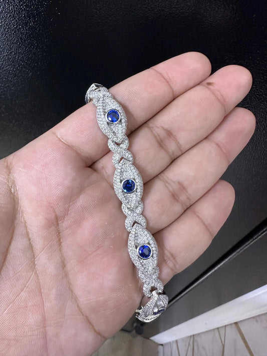 Iced Out Evil Eye Bracelet Infinity bracelet VVS1 Moissanite, 925 Sterling Silver