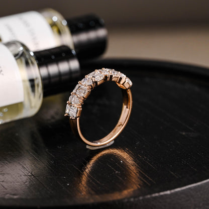 Solid Gold Pear & Emerald Cut Moissanite Wedding Band, 2.2mm