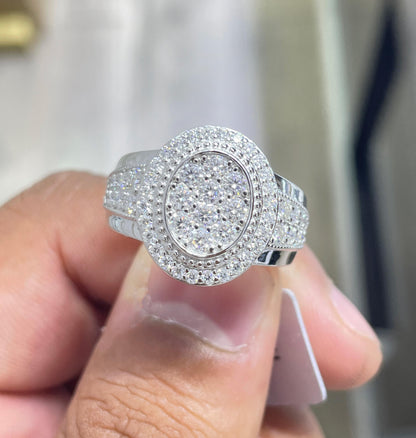 Moissanite Championship Ring: Iced Out 3.58CTW Round Moissanite , S925 Sterling Silver Pinky Ring
