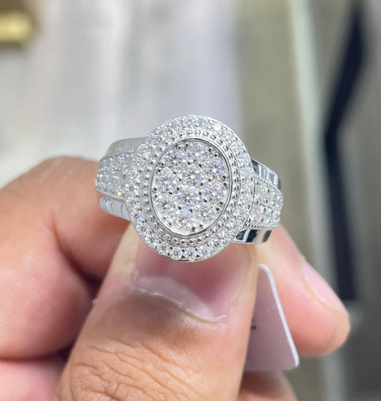 Moissanite Championship Ring: Iced Out 3.58CTW Round Moissanite , S925 Sterling Silver Pinky Ring