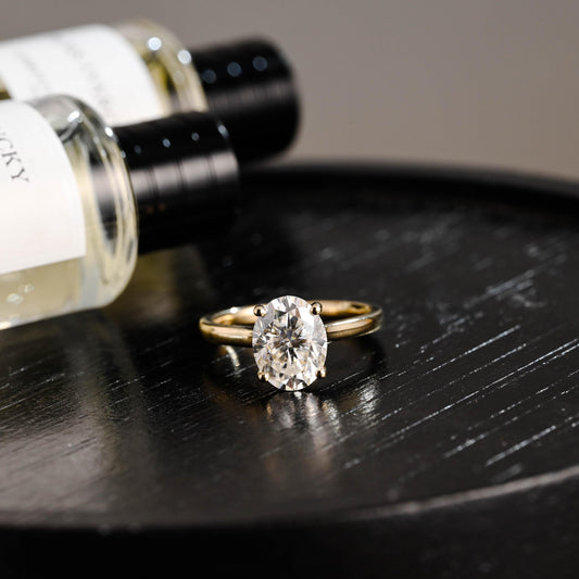 Solid Gold Oval Cut Moissanite Engagement Ring, Anniversary Gift Birthday Gift for Women Wife