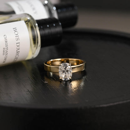 Elongated Cushion Cut Moissanite Engagement Ring, Solid Gold Cushion Wedding Ring, Proposal Ring, Anniversary Gift Birthday Gift for Women