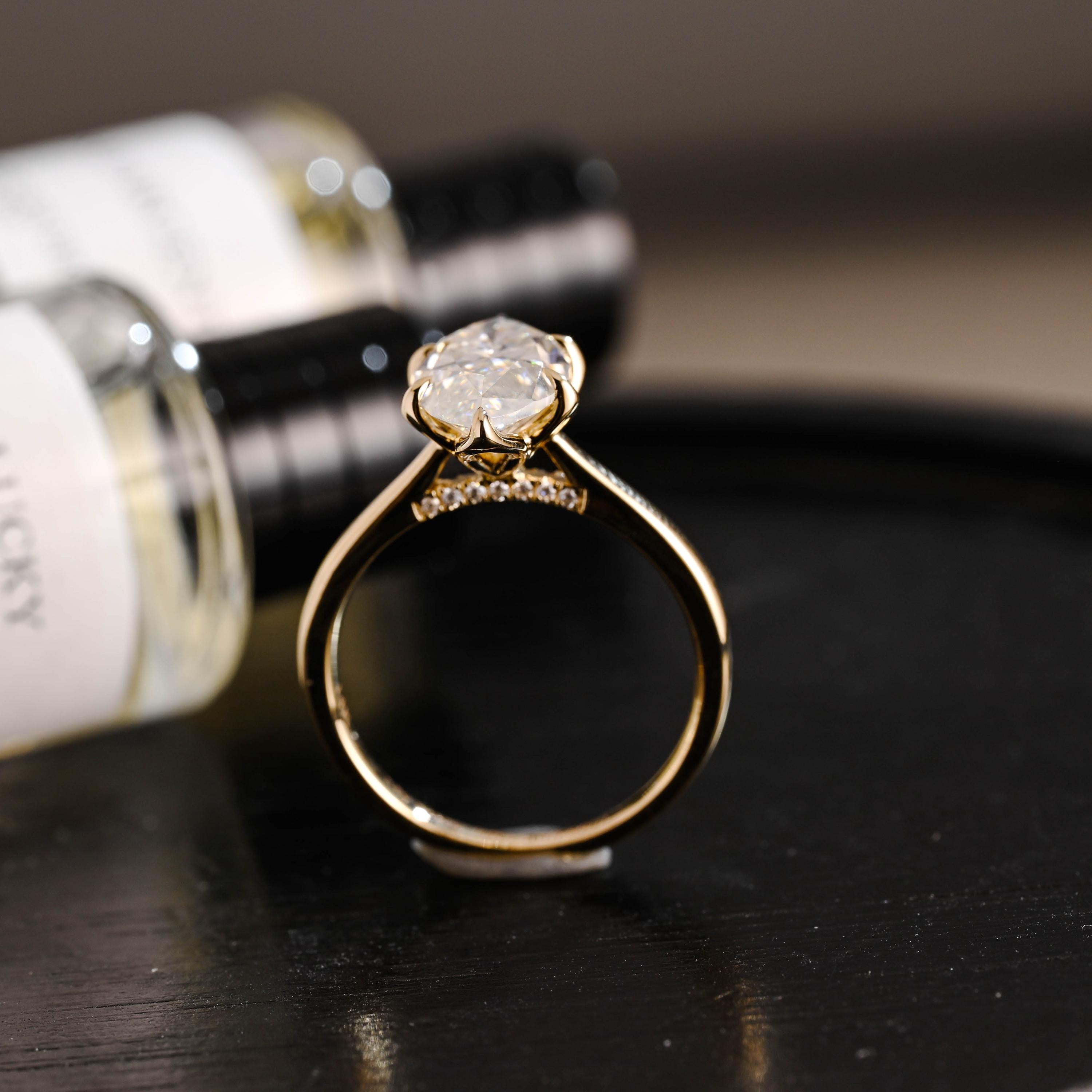Tulip Marquise Moissanite Engagement Ring, Solid Gold Promise Ring