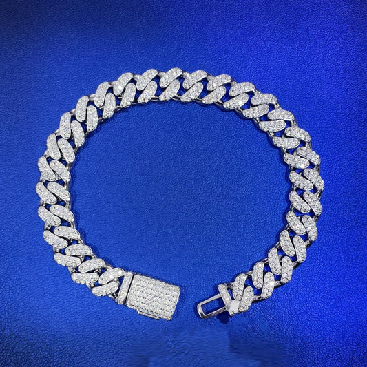 Moissanite Cuban Link Chain: 925 Sterling Silver, 4.34 CTW, 10mm
