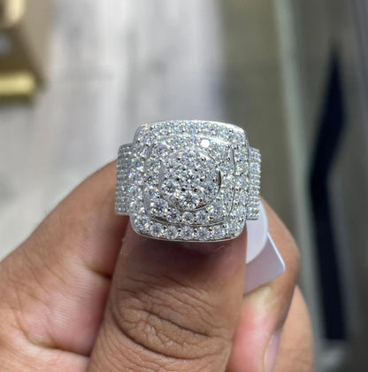 Iced Out VVS Moissanite Men's Ring: 925 Silver Custom Letter