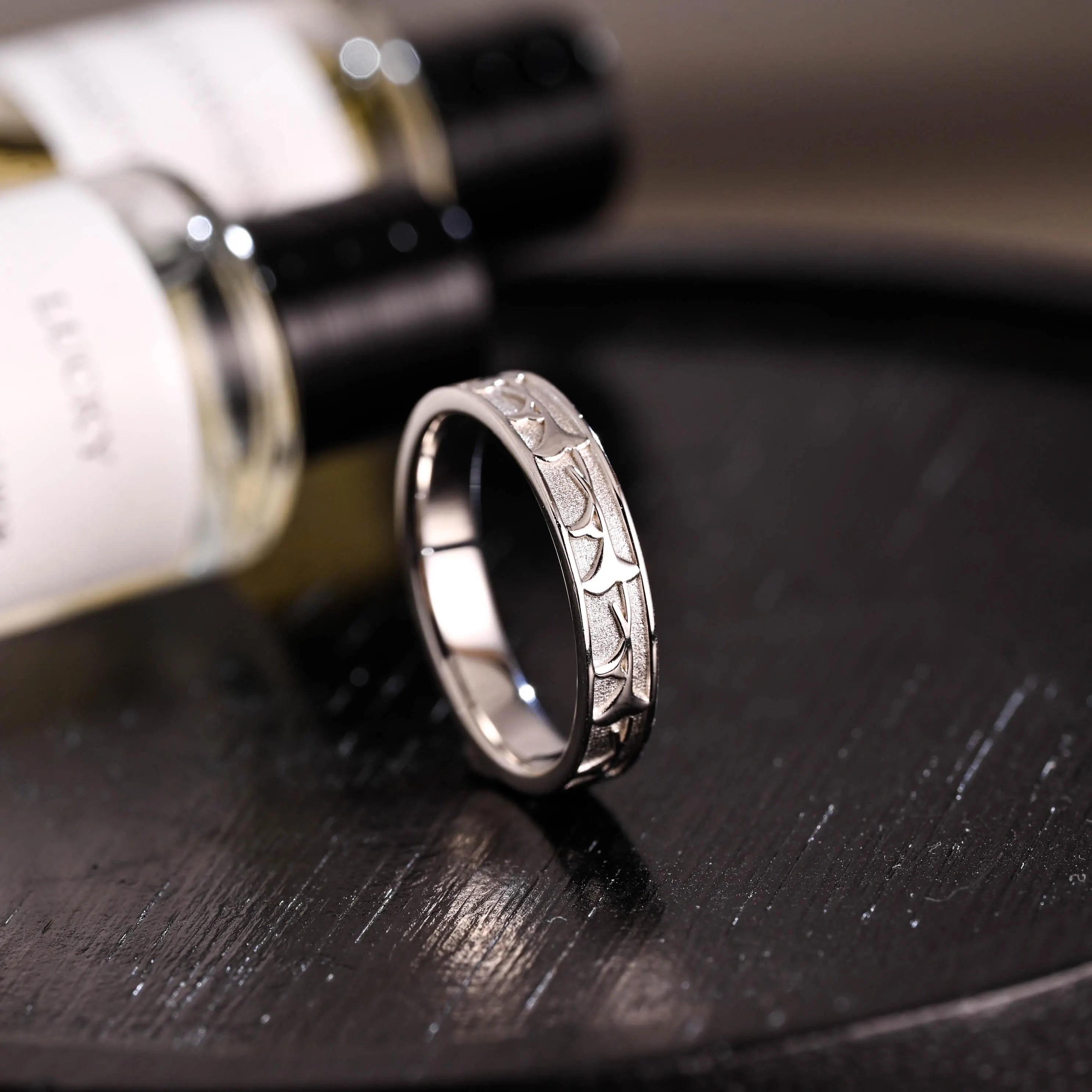 Solid Gold Floral Wedding Band, Ornate Wedding Ring, Milgrain Matching Band, Anniversary Gift Birthday Gift Valentine's Day Gift for Women