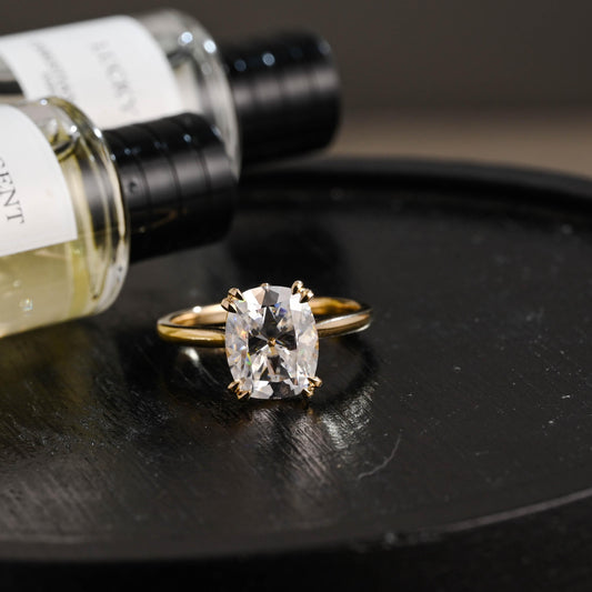 Old Mine Elongated Cushion Cut Moissanite Engagement Ring, Solid Gold Proposal Ring, Promise Ring, Wedding Ring, Anniversary Gift for Women