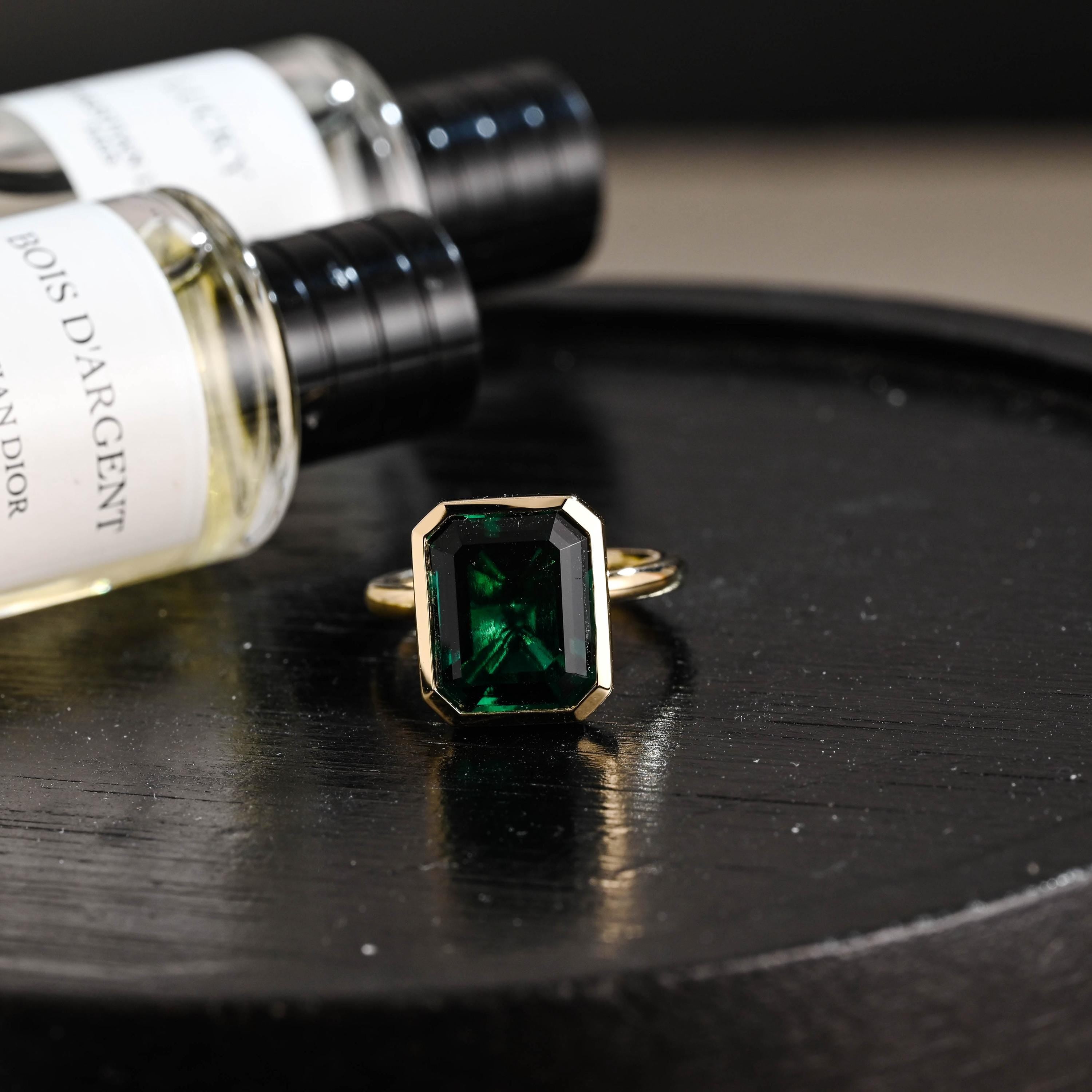 Solid Gold Lab Grown Emerald Engagement Ring, Promise Ring, Wedding Ring, Anniversary Gift Birthday Gift Valentine's Day Gift for Women Wife