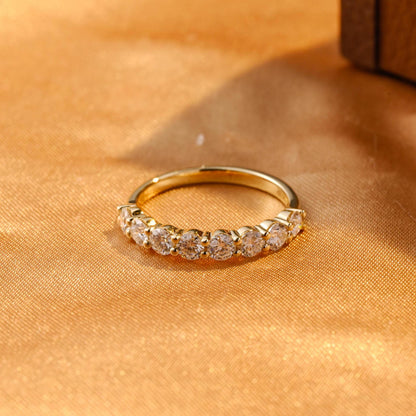 Solid Gold Moissanite Half Eternity Wedding Band, Anniversary Gift