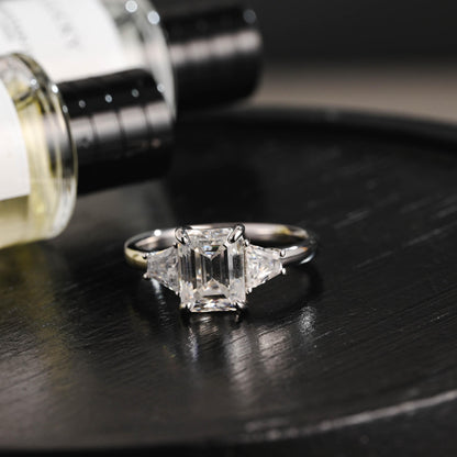 Solid Gold Emerald Cut Moissanite Engagement Ring, Proposal Ring, Promise Ring, Wedding Ring, Anniversary Gift Birthday Gift for Women Wife