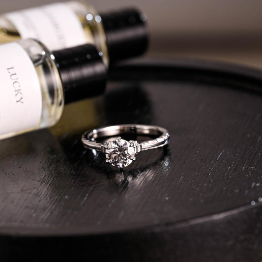 Solid Gold Round Cut Moissanite Engagement Ring, Anniversary Gift Birthday Gift for Women Wife