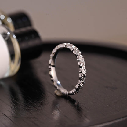 Solid Gold Floral Wedding Band, Nature Inspired Anniversary Ring