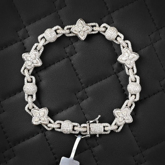 Clover Bracelet VVS Moissanite 925 Sterling Silver Passes Diamond Tester | 13.95 CTW Moissanites
