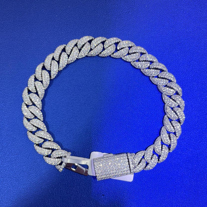 VVS Moissanite Cuban Link Bracelet 9.30 Carats VVS D Color Moissanite Iced Out Bracelet For Men Women Passes diamond tester
