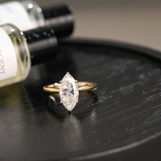 Tulip Marquise Moissanite Solid Gold Engagement Ring