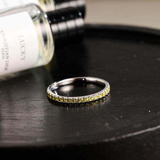 Solid Gold Yellow Sapphire Wedding Band, Matching Ring