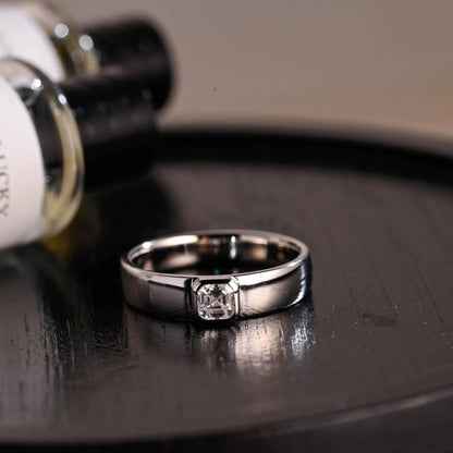 Solid Gold Asscher Cut Moissanite Wedding Band, Wedding Ring, Matching Band, Anniversary Gift Birthday Gift Valentine's Day Gift for Women