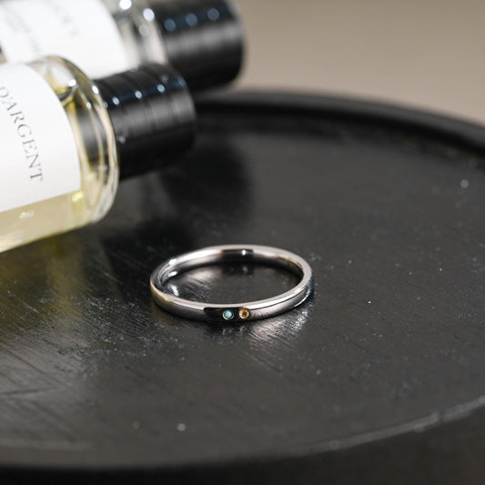 Solid Gold Citrine & Turquoise Wedding Band, Matching Ring