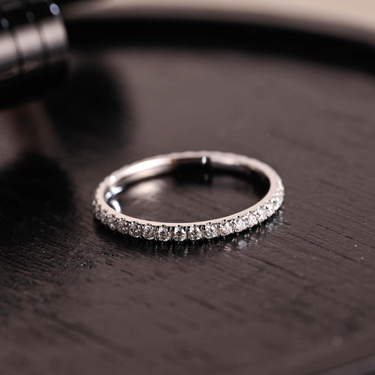 Moissanite Full Pave Solid Gold Eternity Wedding Band