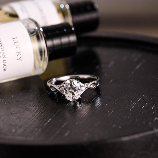 Solid Gold Oval Cut Moissanite Engagement Ring, Anniversary Gift for Women