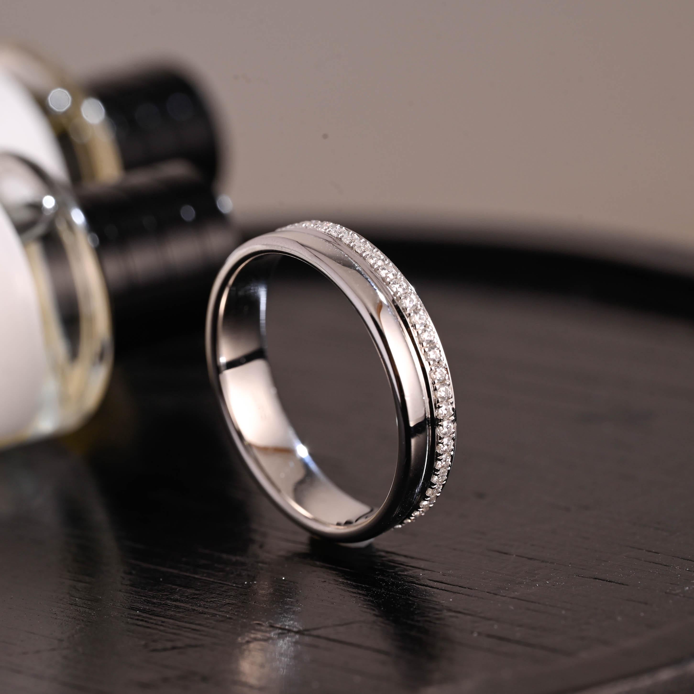 Solid Gold Round Cut Moissanite Wedding Band, 4.8mm Width Matching Anniversary Ring