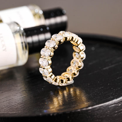 4*6mm Oval Moissanite Full Eternity Wedding Band, Solid Gold Ring