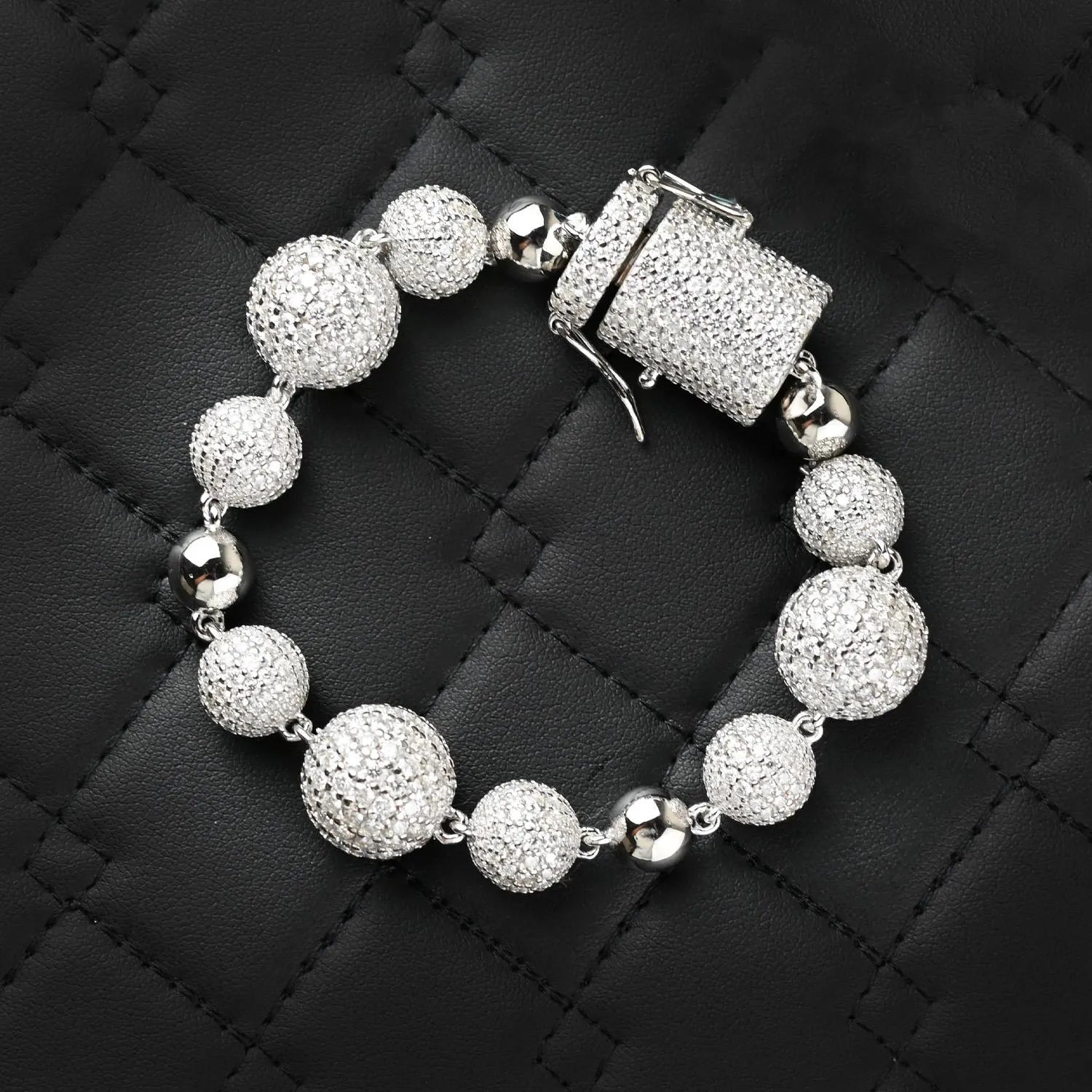 Moissanite Disco Ball Bracelet: 925 Sterling Silver Iced Out Design