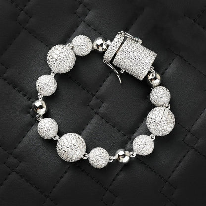 Moissanite Disco Ball Bracelet: 925 Sterling Silver Iced Out Design