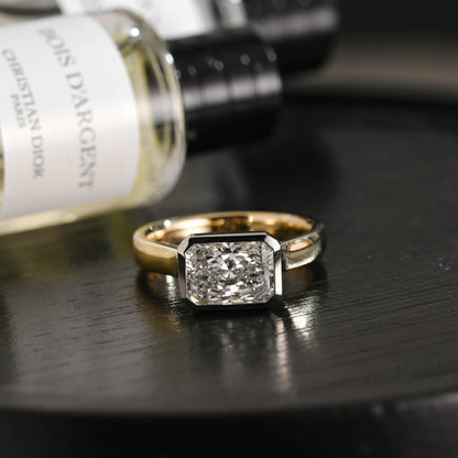 Solid Gold 3mm Radiant Cut Solitaire Moissanite Engagement Ring, Anniversary Gift for Her