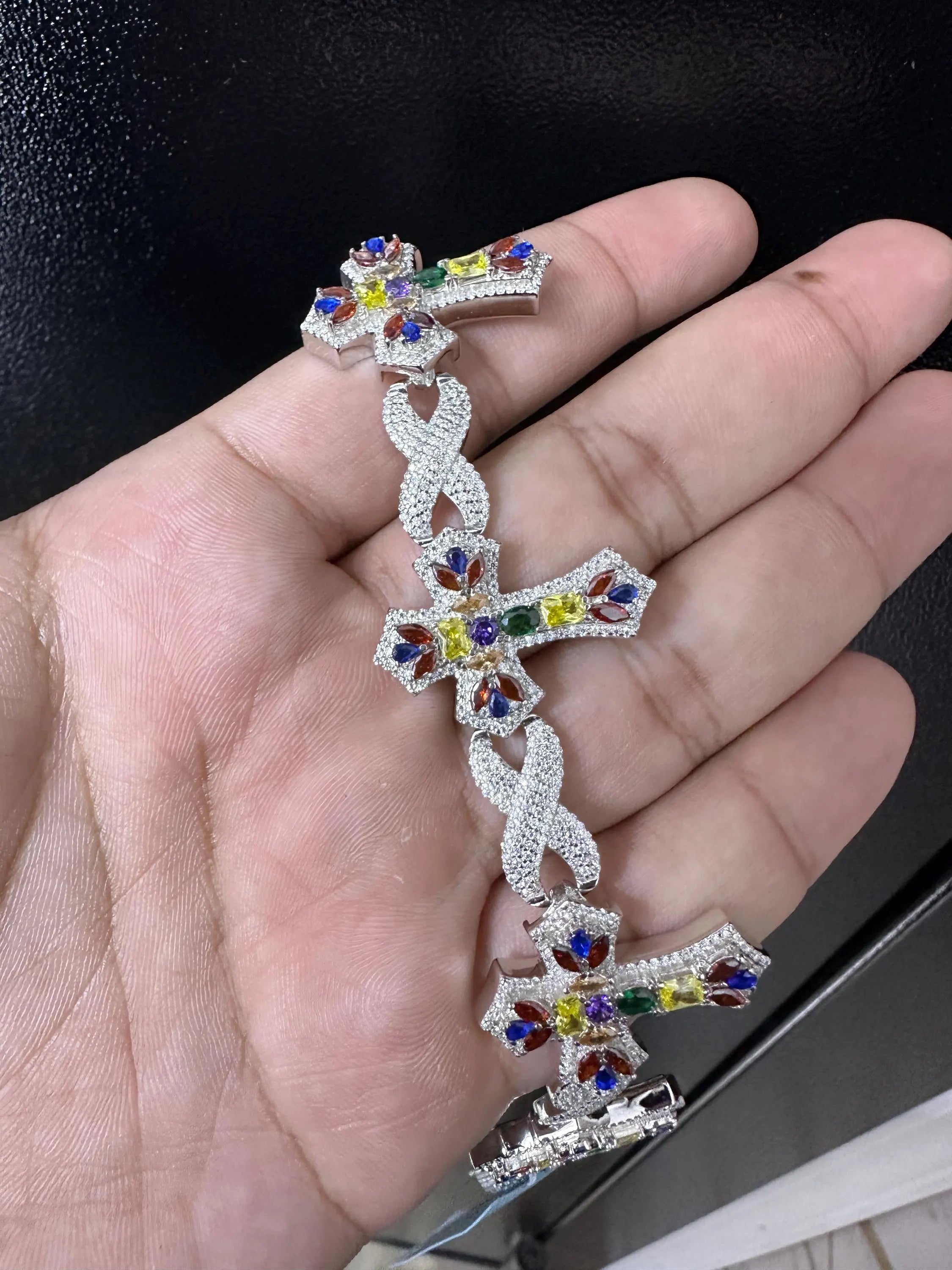 Iced Out Cross Bracelet: VVS Moissanite Hip Hop Jewelry, 12.64CTW