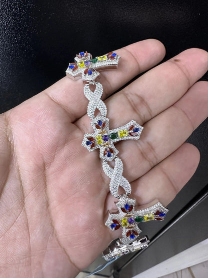 Iced Out Cross Bracelet: VVS Moissanite Hip Hop Jewelry, 12.64CTW
