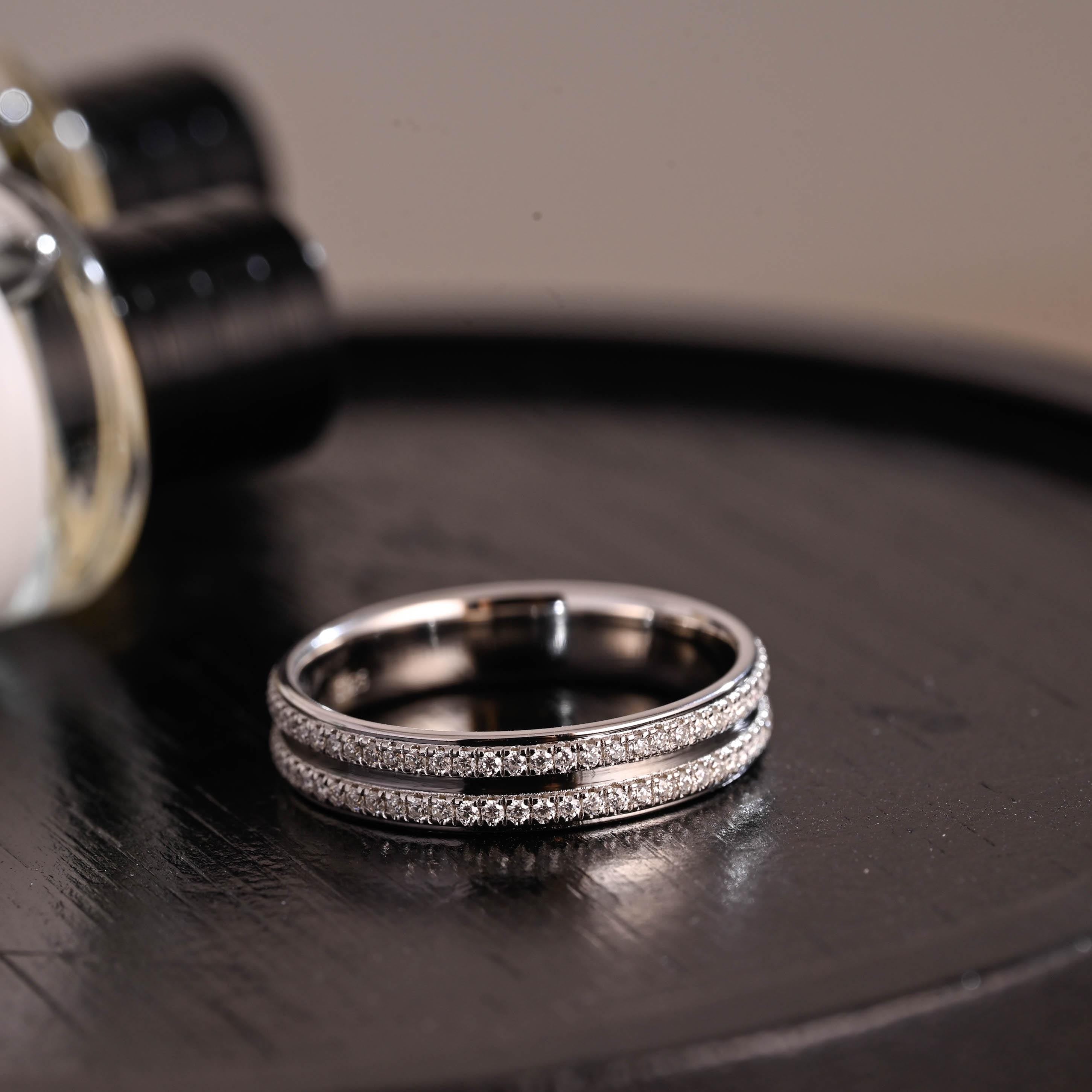 Solid Gold Moissanite Wedding Band, 4.5mm Width Anniversary Ring