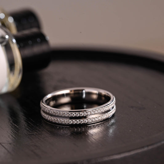 Solid Gold Moissanite Wedding Band, 4.5mm Width Anniversary Ring