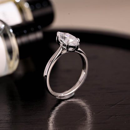 Marquise Cut Moissanite Ring, Solid Gold Cathedral Setting, Anniversary Gift