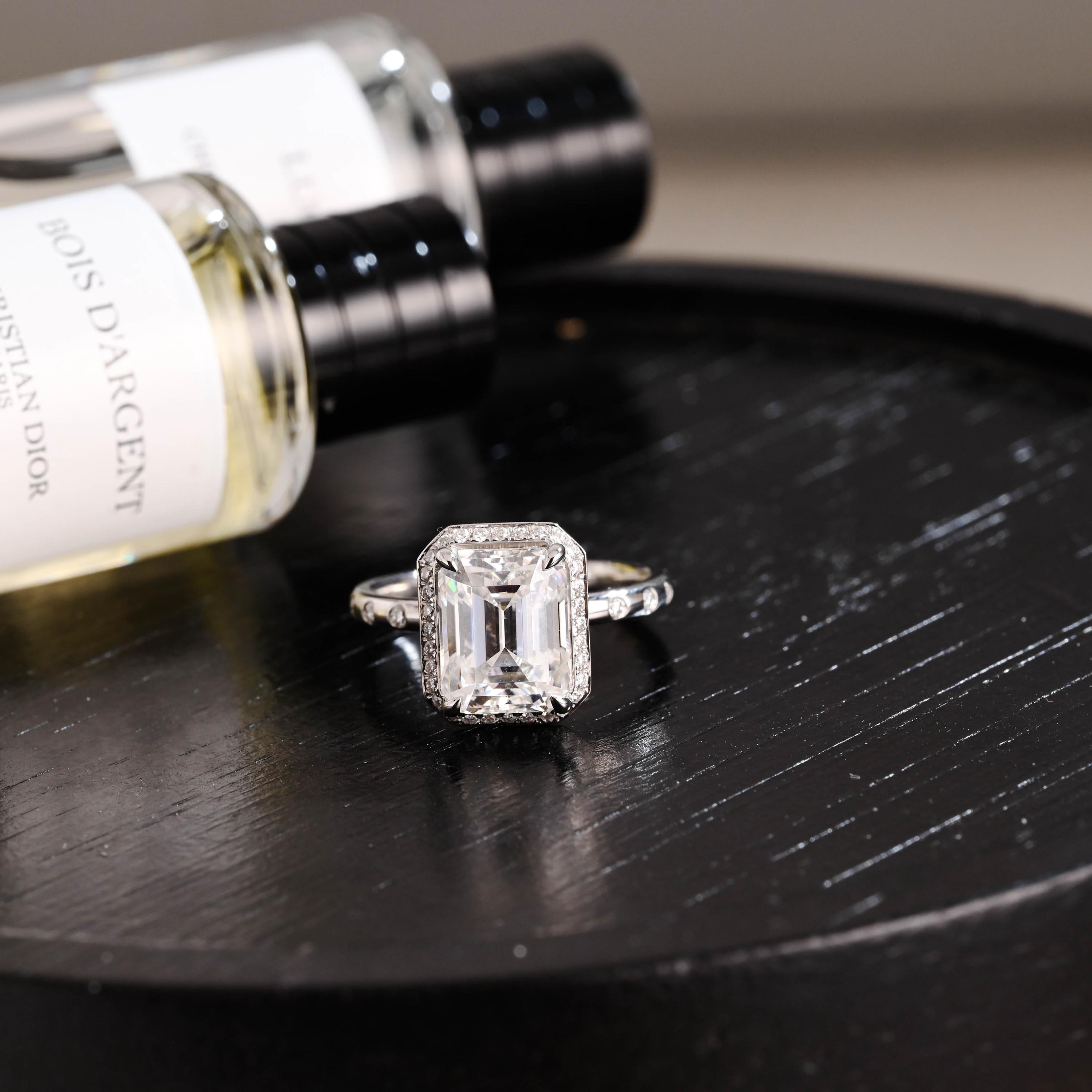 Solid Gold Emerald Cut Moissanite Engagement Ring, Proposal Ring, Promise Ring, Wedding Ring, Anniversary Gift Birthday Gift for Women Wife
