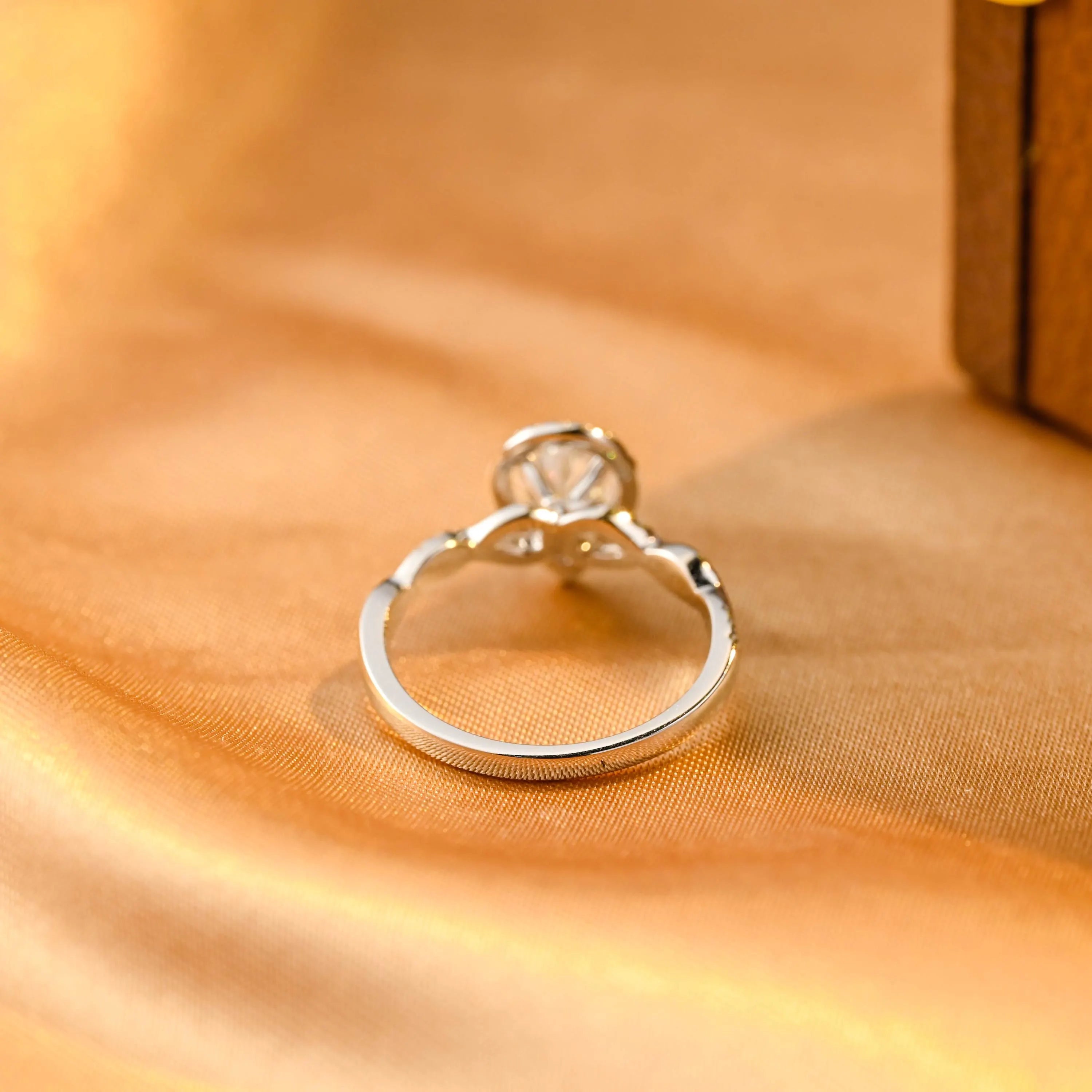Twisted Band Pear Cut Moissanite Engagement Ring, Halo Pave Pear Moissanite Wedding Ring