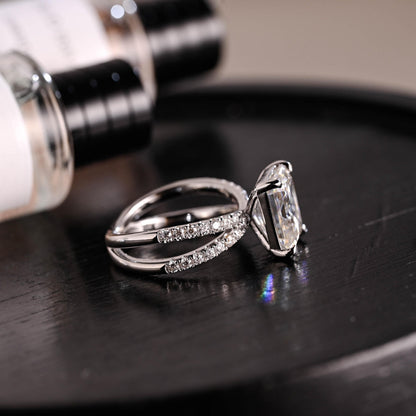 Solid Gold Emerald Cut Moissanite Engagement Ring, Proposal Ring, Promise Ring, Wedding Ring, Anniversary Gift Birthday Gift for Women Wife