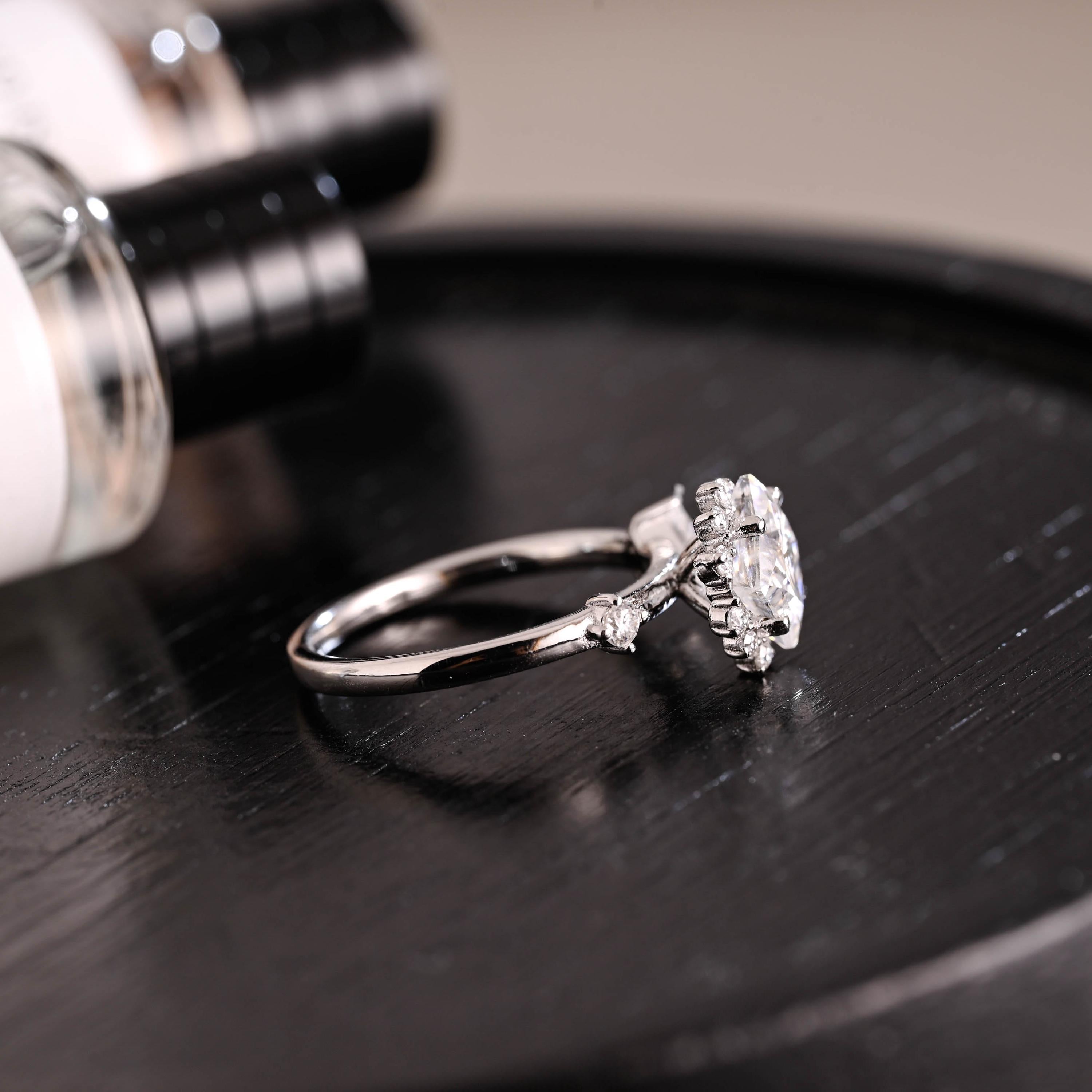 Solid Gold Princess Cut Moissanite Engagement Ring, Anniversary Gift Birthday Gift for Women Wife