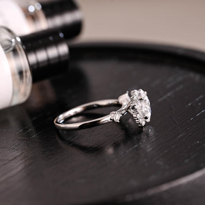 Solid Gold Princess Cut Moissanite Engagement Ring, Anniversary Gift Birthday Gift for Women Wife