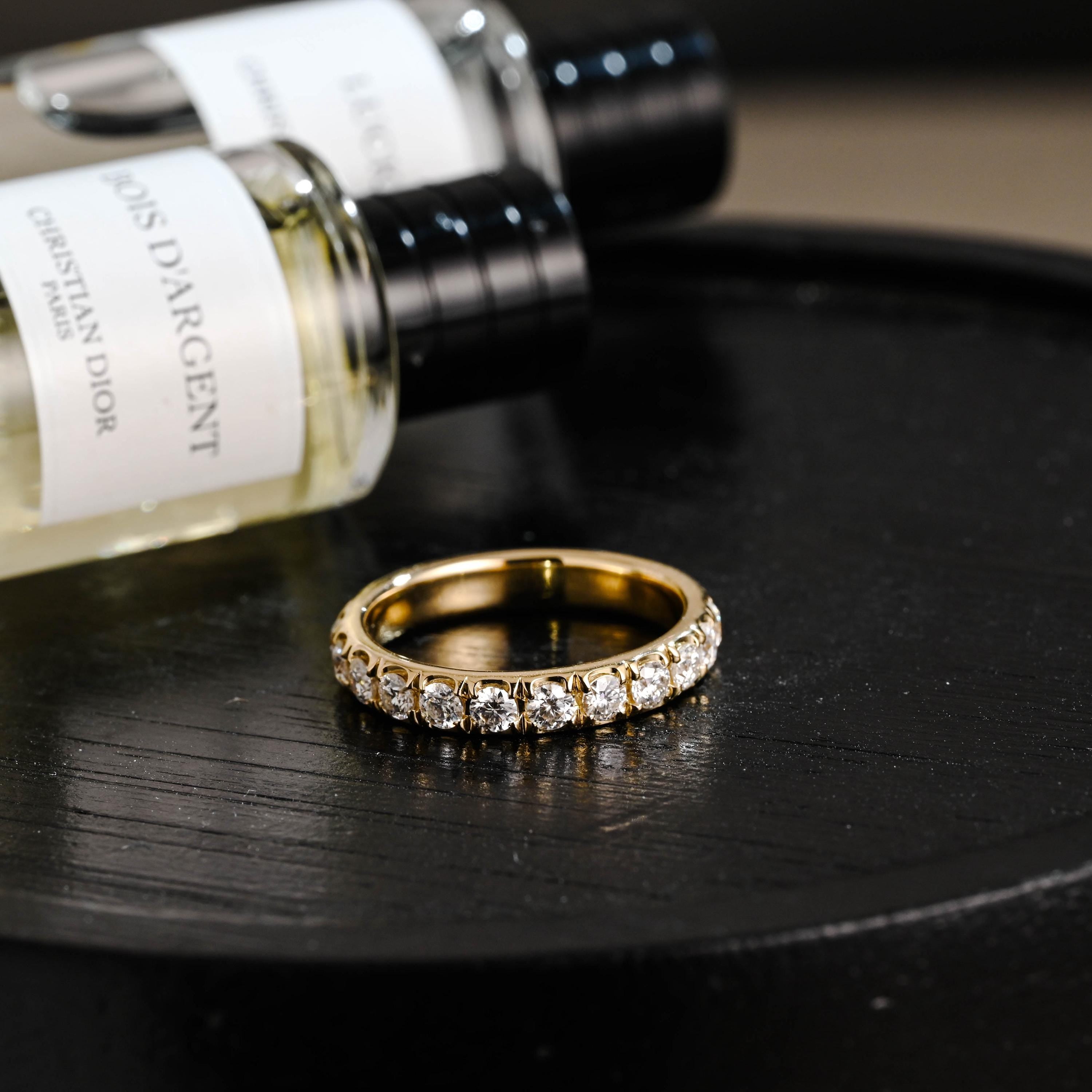 Solid Gold 3.5mm Moissanite Wedding Band, Round Cut Anniversary Ring