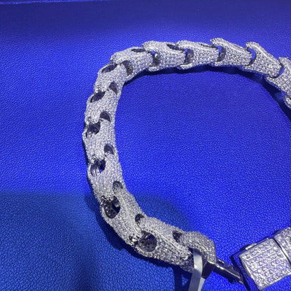 Iced Out Moissanite Bracelet – 17.21 CTW | 10mm Width | VVS D Color Stones