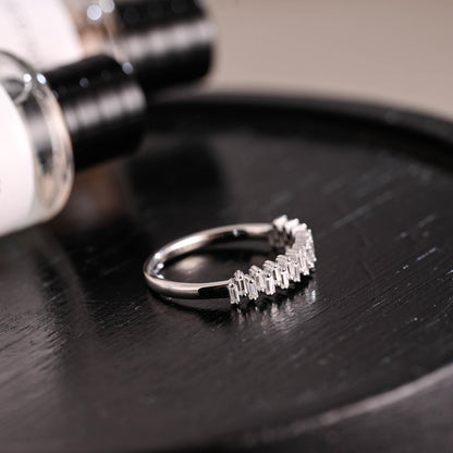 Solid Gold Baguette Moissanite Wedding Band, Anniversary Ring
