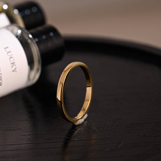 2mm Solid Gold Wedding Band, Eternity Stacking Ring