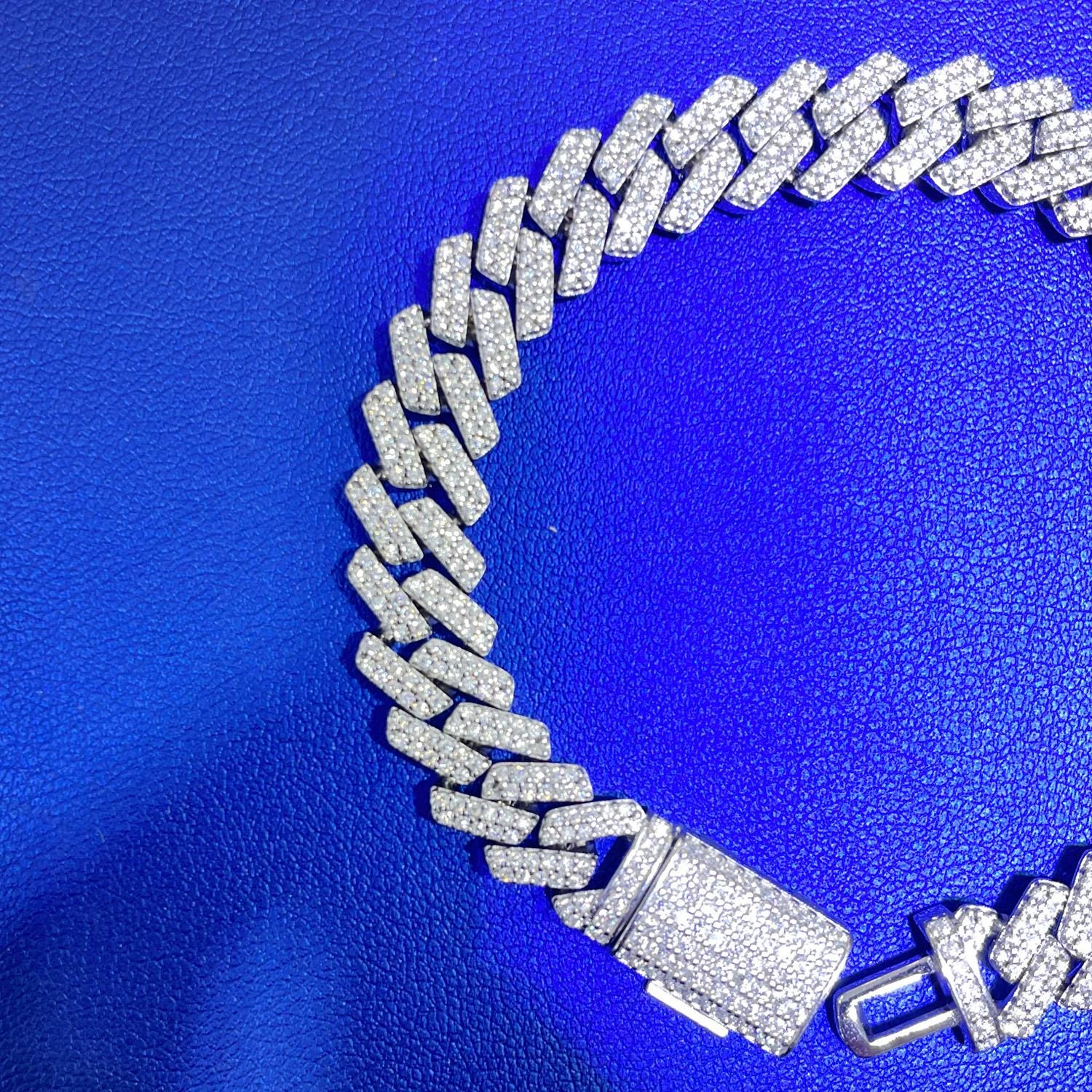 Moissanite Miami Cuban Link Bracelet: 925 Sterling Silver, 6.5ctw