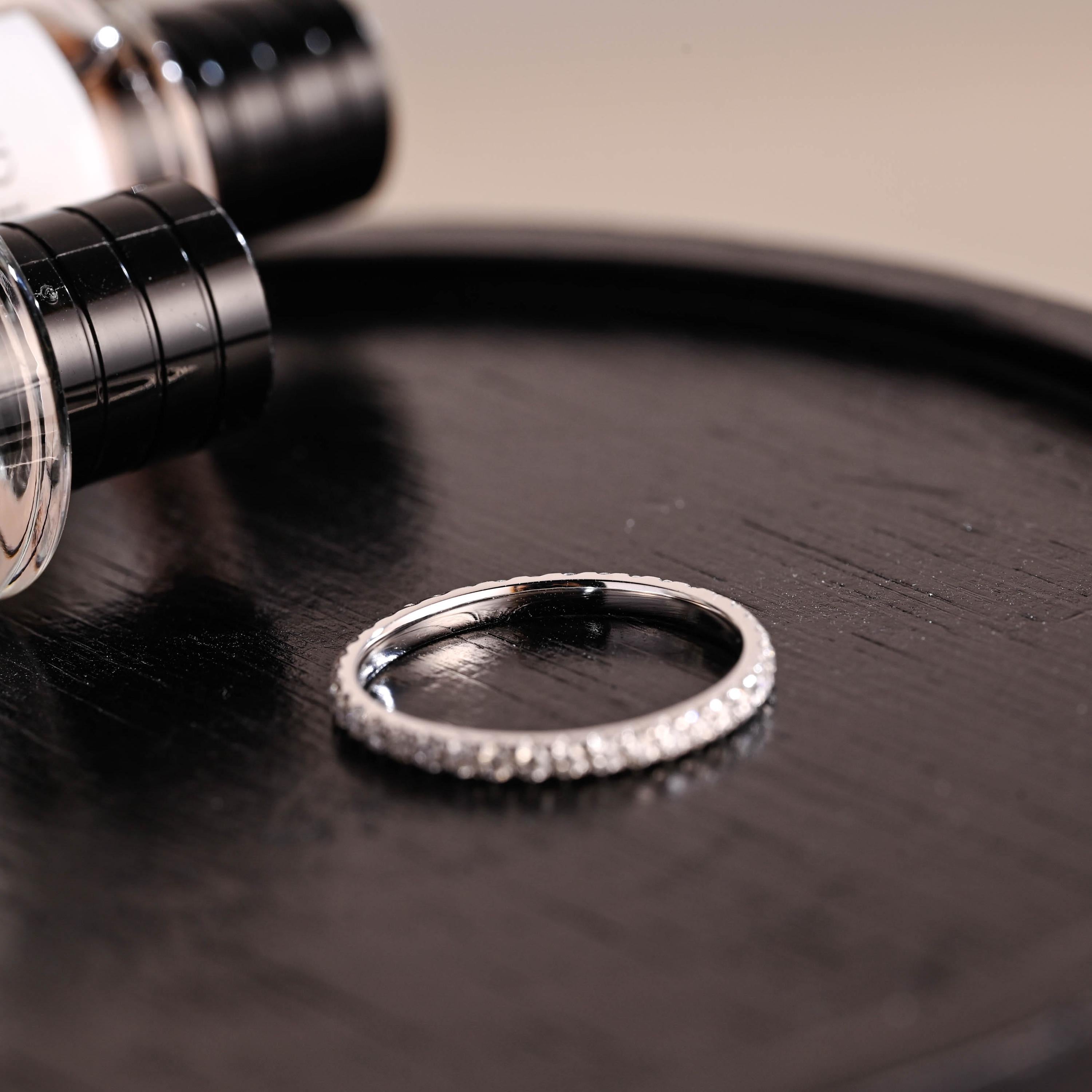 Moissanite Full Pave Solid Gold Eternity Wedding Band