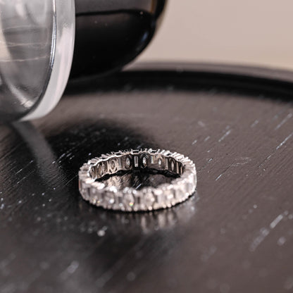 Solid Gold Baguette Marquise Moissanite Eternity Wedding Band