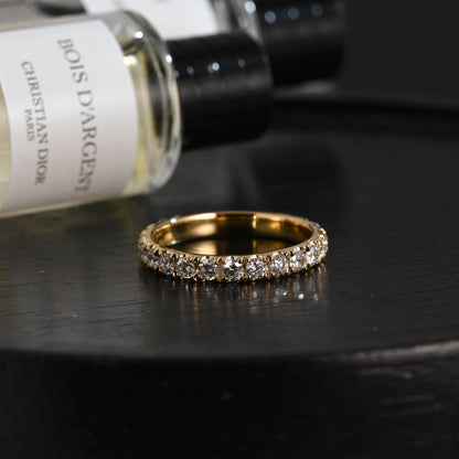Solid Gold 3mm Round Cut Moissanite Wedding Band, Anniversary Ring