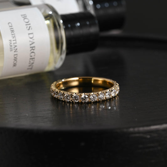 Solid Gold 3mm Round Cut Moissanite Wedding Band, Anniversary Ring